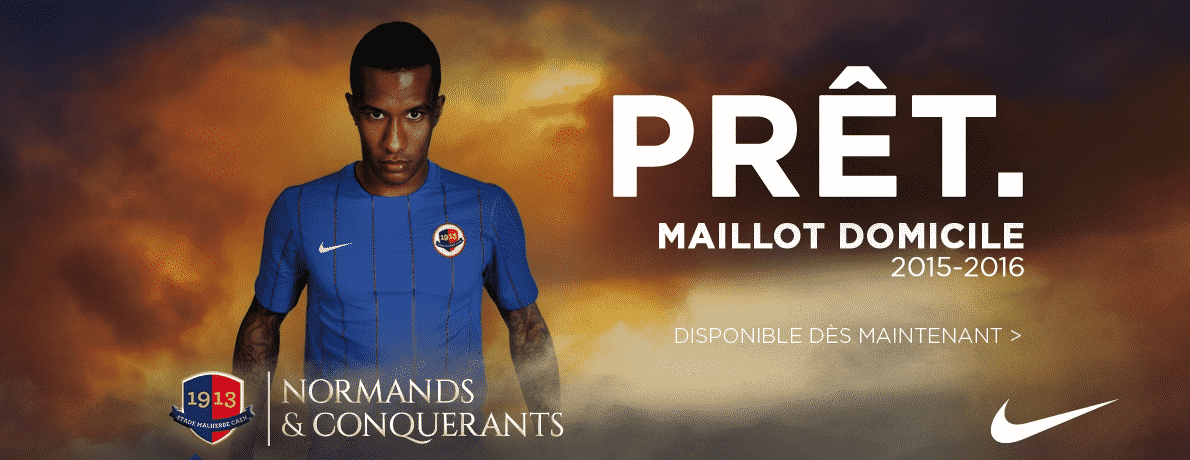 Maillot SM Caen Domicile 2015-2016 - Nike - Taille XL - Manches Courtes - Très Bon état