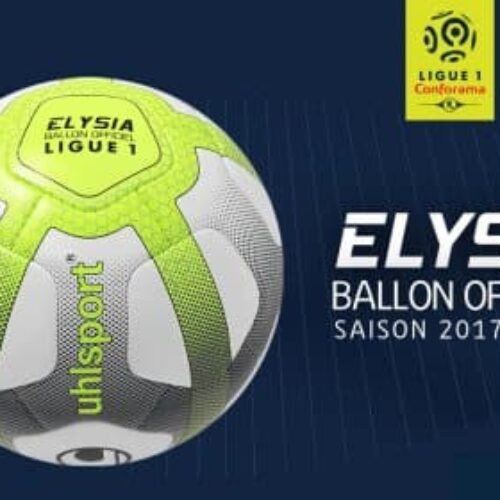 Uhlsport Ballon Elysia Ligue 1 2017/18 Replica - Blanc/Bleu Marine/Jaune Fluo