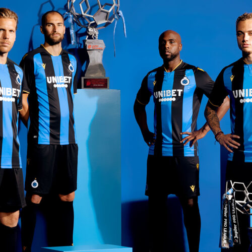 Image de l'article Les maillots du Club Bruges 2021-2022 lancés par Macron