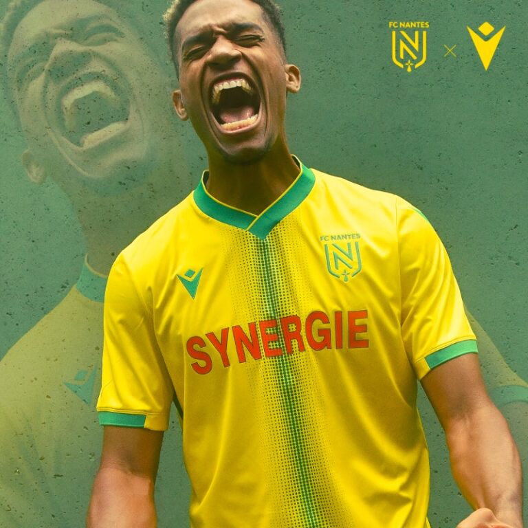 Maillot D'Entraînement Officiel FC Nantes Macron - Vert, Jaune, Noir - 100% Polyester