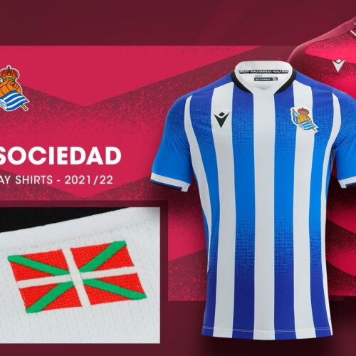 Image de l'article Les maillots de la Real Sociedad 2021-2022 officialisés par Macron