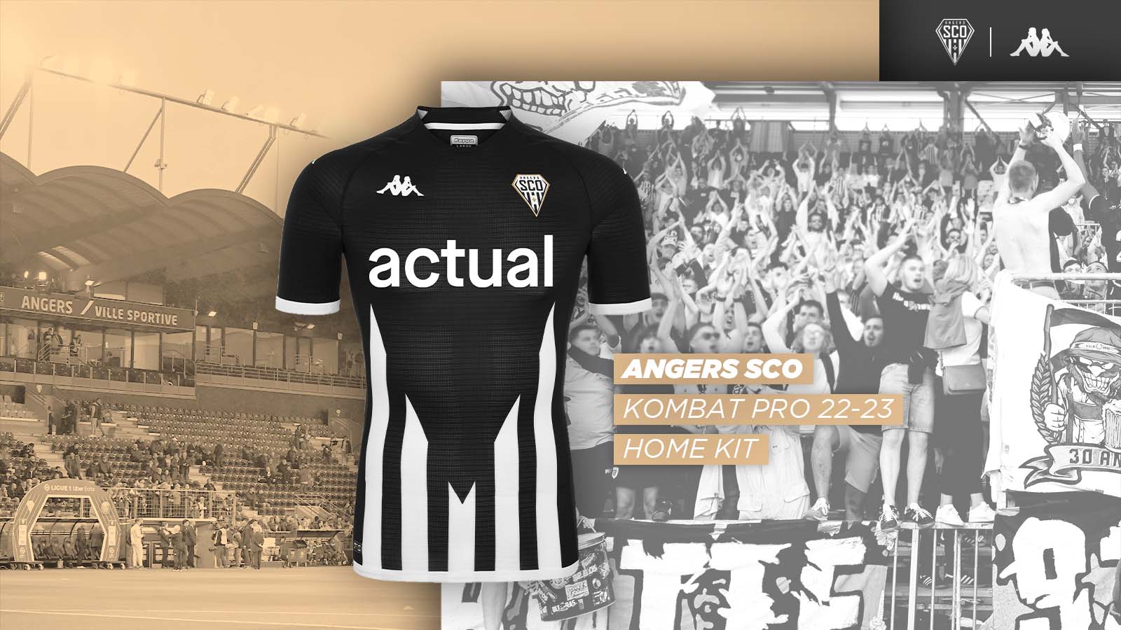 Maillot Angers SCO Coupe De France 2007-2008 - Autographe Tribeau - Porté