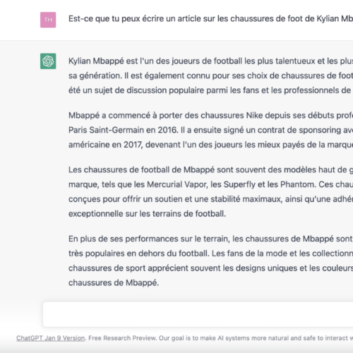 Image de l'article ChatGPT : on lui a demandé d'écrire des articles sur les crampons
