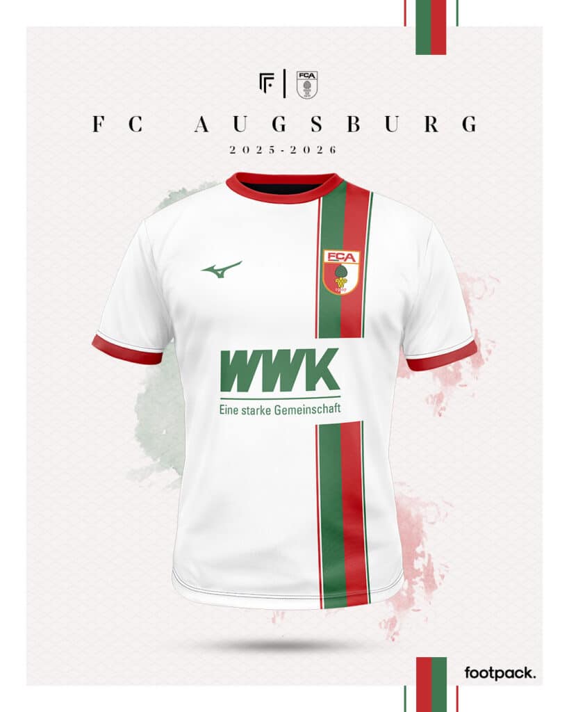 maillot fc augsbourg design domicile 2025 2026 2