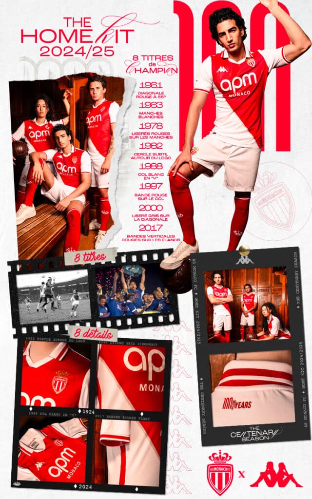 maillot monaco 2024 2025 domicile kappa