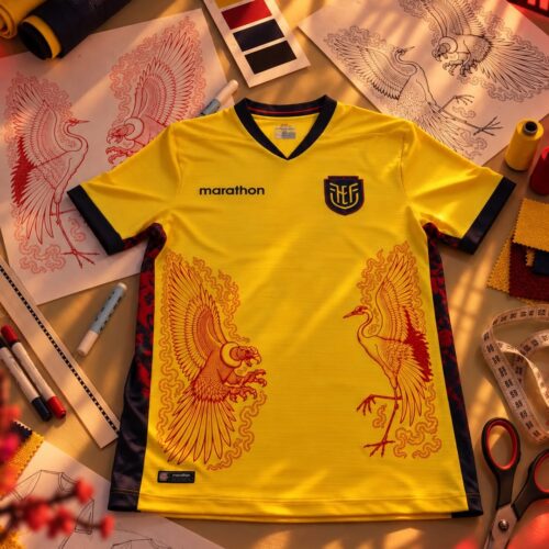 Image de l'article Condor, tigre et grue : l'Équateur s'affiche avec des maillots spéciaux en Asie